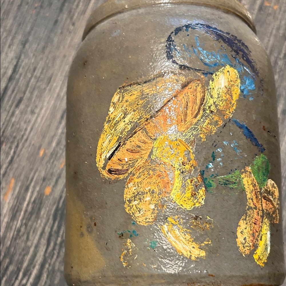 Vintage Crock with Handmade Mushroom Artistic Design Cottage Core - Picture 8 of 13